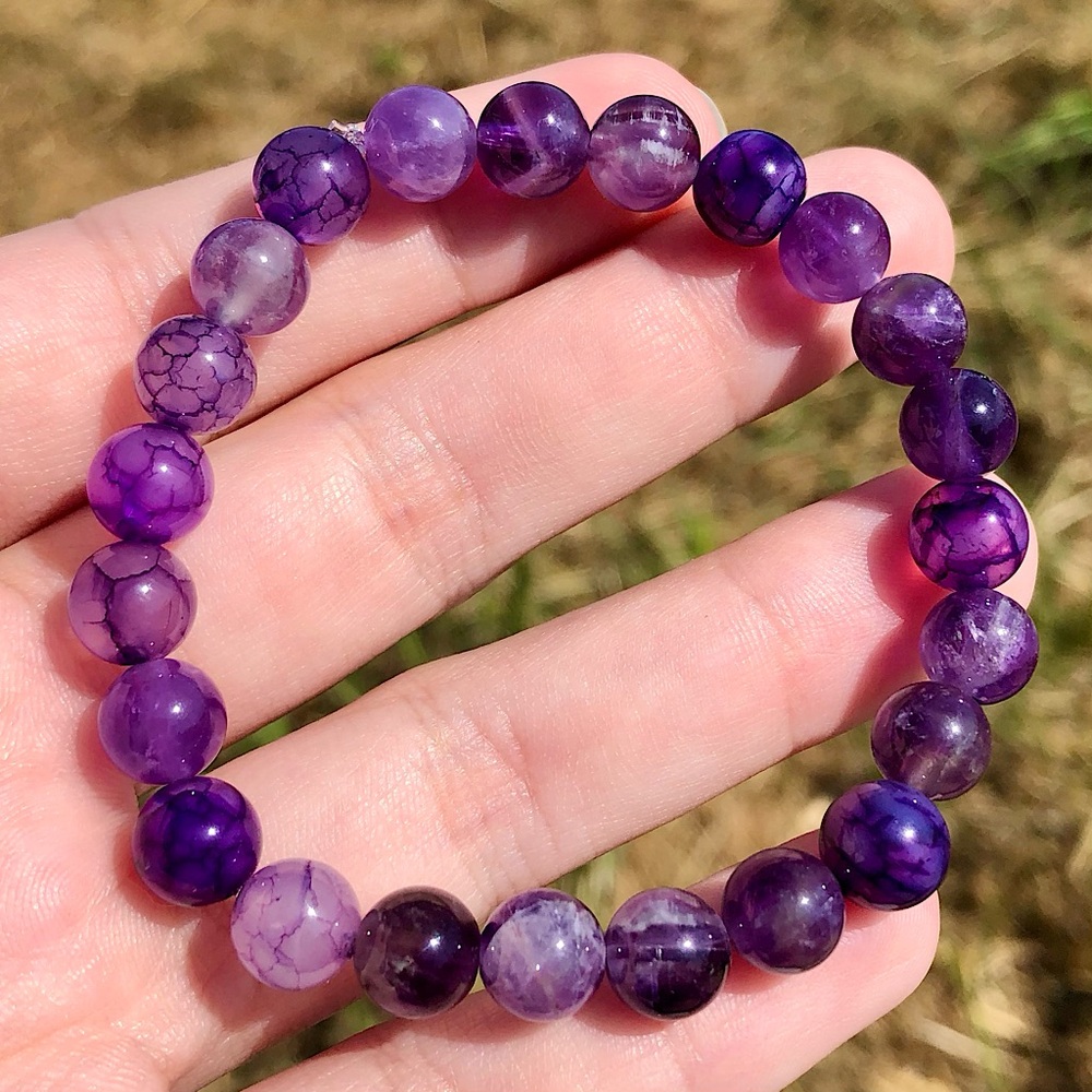 Purple Dragon Veins Beaded Bracelet
